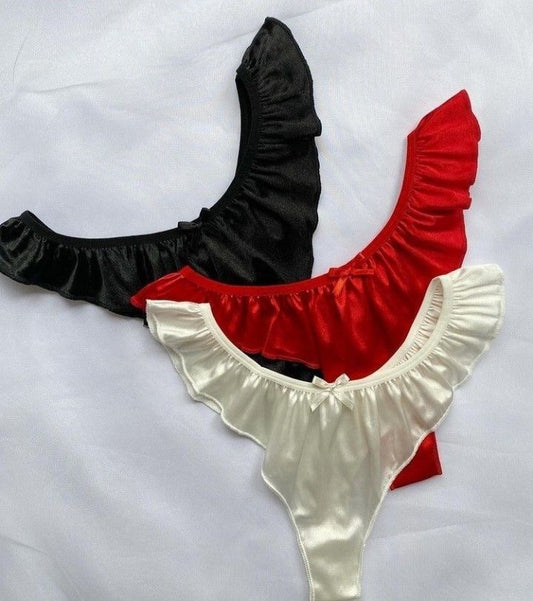 tanga tipo micro falda de satin