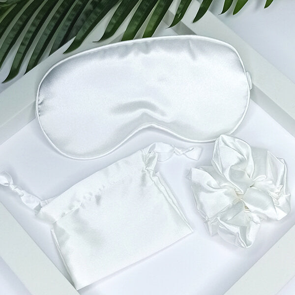 antifaz seda boda mas scrunchie y bolsa